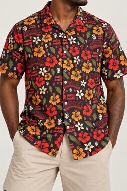 San Francisco SF Giants Hawaiian Shirt Medium Gigantes Aloha SGA Button Up